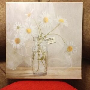Canvas Wall Art With Daisies Hook Included 14x14